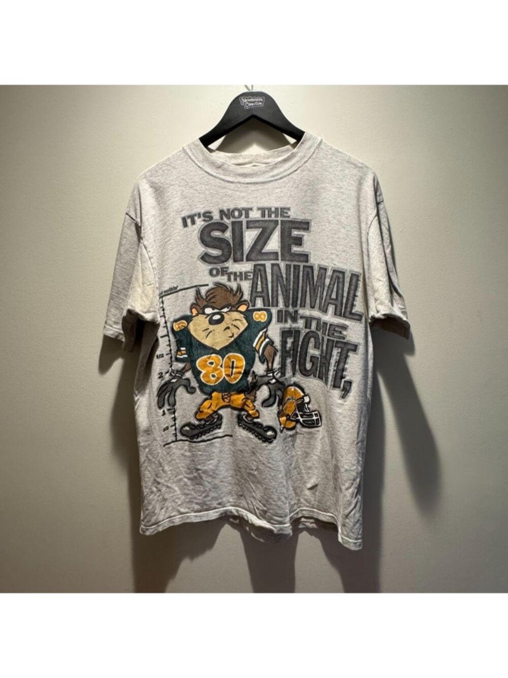 VINTAGE 90s Tasmanian Devil Taz Looney Tunes L Football Double T Shirt